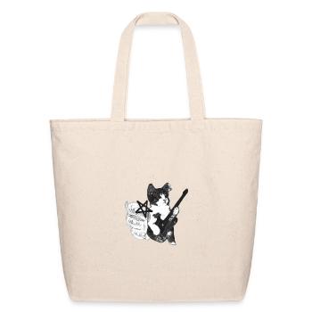 Cat Rock Star Wings Guitar - Eco-Friendly Cotton Tote - natural - Front