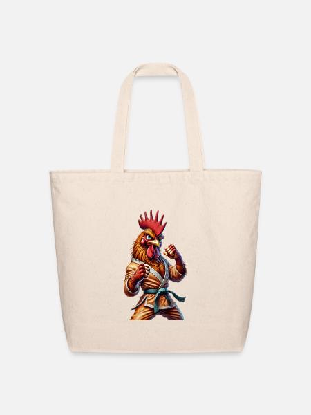Karate Chicken Power - Eco-Friendly Cotton Tote - natural