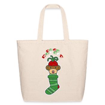 Tropical Sock Monkey Patch - Eco-Friendly Cotton Tote - natural - Front