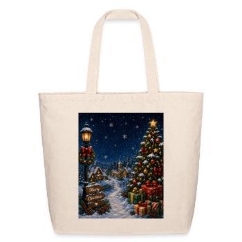 Snowlit Christmas Village - Eco-Friendly Cotton Tote - natural - Front