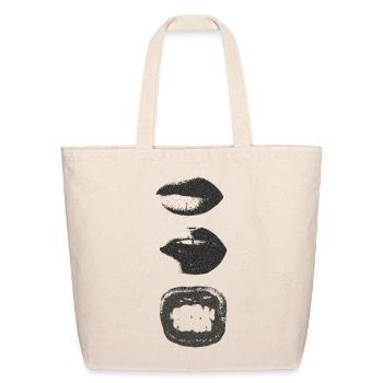Mono Lip Print Kiss Pattern - Eco-Friendly Cotton Tote - natural - Front