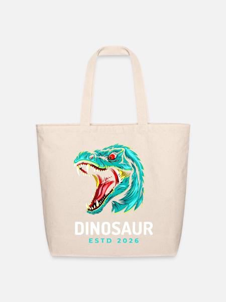 Neon Dino Roar 2026 - Eco-Friendly Cotton Tote - natural