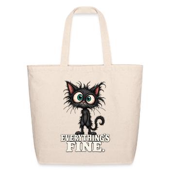 Everything’s Fine Cat - Eco-Friendly Cotton Tote - natural - Front