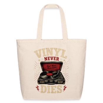 T-shirt Vinyl Never Dies | Tourne-disque vintage - Sac fourre-tout en coton naturel - naturel - Devant
