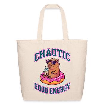 Chaotic Good Energy Capybara Donut Boba Summer - Eco-Friendly Cotton Tote - natural - Front