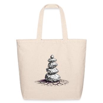 Stacked Zen Rocks Illustration - Eco-Friendly Cotton Tote - natural - Front