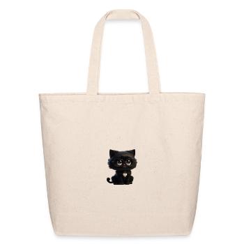 Black Kitty Glasses Heart Pendant - Eco-Friendly Cotton Tote - natural - Front