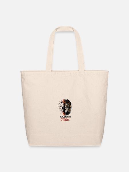 Timekeeper Tiger Split Clock - Eco-Friendly Cotton Tote - natural