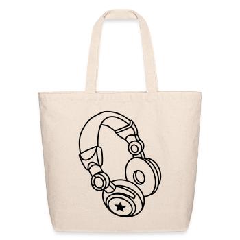DJ Headphones Star Music Party - Eco-Friendly Cotton Tote - natural - Front