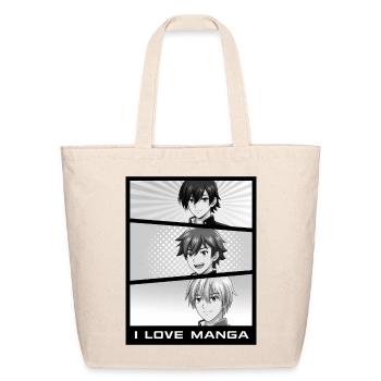 Monochrome Manga Trio Panel - Eco-Friendly Cotton Tote - natural - Front