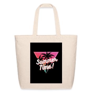 Summer Time Neon Palm - Eco-Friendly Cotton Tote - natural - Front