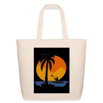 Sunset Kayak Palm Silhouette - Eco-Friendly Cotton Tote - natural - Front