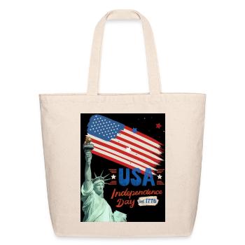 USA Independence Day Brush Flag - Eco-Friendly Cotton Tote - natural - Front