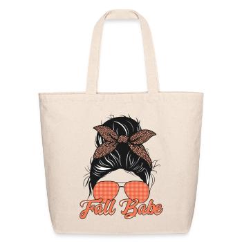 Fall Babe Messy Bun Leopard Sunglasses - Eco-Friendly Cotton Tote - natural - Front