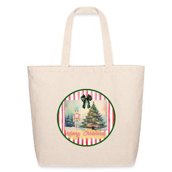 Nutcracker and Christmas Tree - Eco-Friendly Cotton Tote - natural - Front