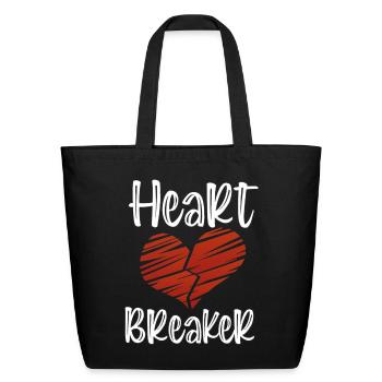 Heart Breaker Broken Heart Typography - Eco-Friendly Cotton Tote - black - Front