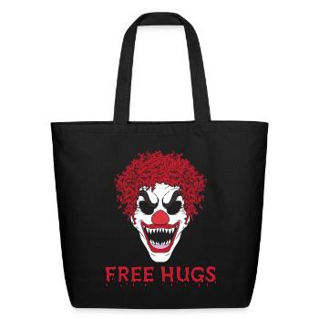 Free Hugs from terrifying Clown - Eco-Friendly Cotton Tote - black - Front