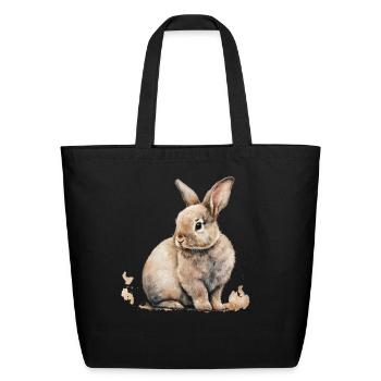Easter Bunny - Eco-Friendly Cotton Tote - black - Front