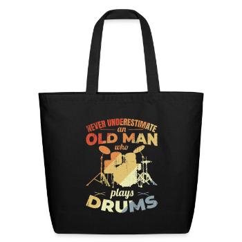 Drummer Grandpa - Eco-Friendly Cotton Tote - black - Front