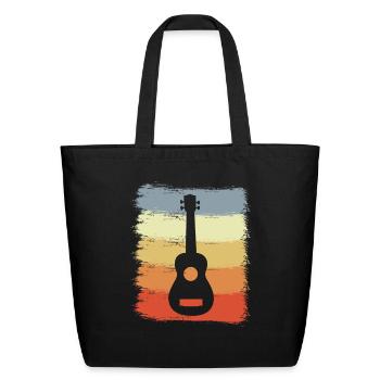 Vintage Ukulele Drawing - Eco-Friendly Cotton Tote - black - Front