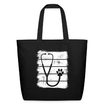 Stethoscope Sketch - Eco-Friendly Cotton Tote - black - Front