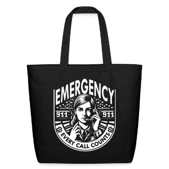Emergency 911 Every Call Counts - Eco-Friendly Cotton Tote - black - Front