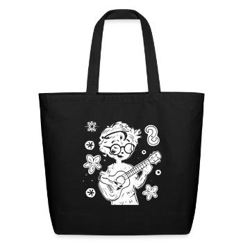 Ukulele Kid Drawing - Eco-Friendly Cotton Tote - black - Front