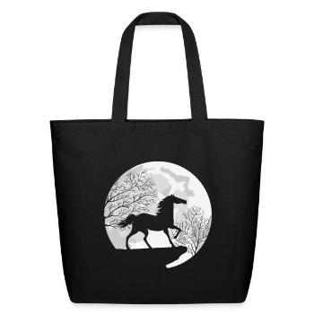 MOON HORSE DESIGN - Eco-Friendly Cotton Tote - black - Front