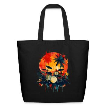 Drum Kit 90s Look - Eco-Friendly Cotton Tote - black - Front