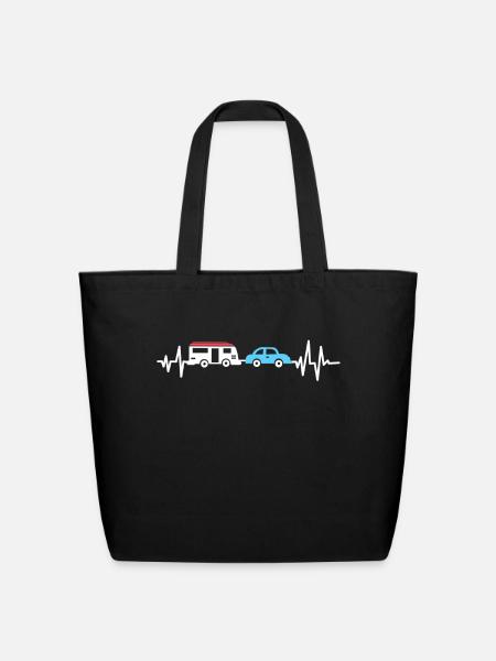 Caravan Camping - Eco-Friendly Cotton Tote - black