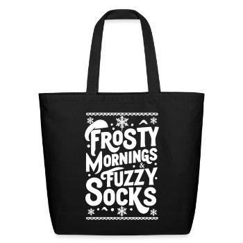 Frosty Mornings Fuzzy Socks - Eco-Friendly Cotton Tote - black - Front