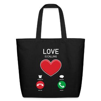 LOVE MOBILE PHONE INTERFACE CALLING DESIGN - Eco-Friendly Cotton Tote - black - Front