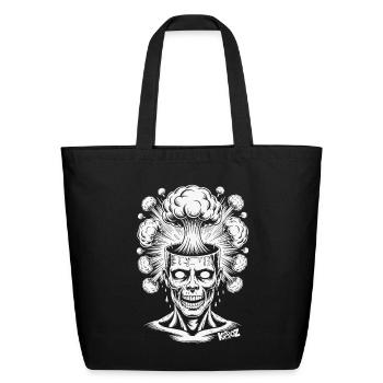 Explosive Brainstorm Skull Design - Eco-Friendly Cotton Tote - black - Front