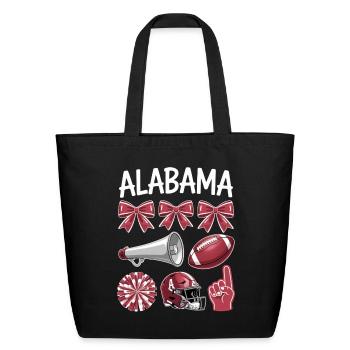 Alabama Football Game Day Coquette Bow - Eco-Friendly Cotton Tote - black - Front