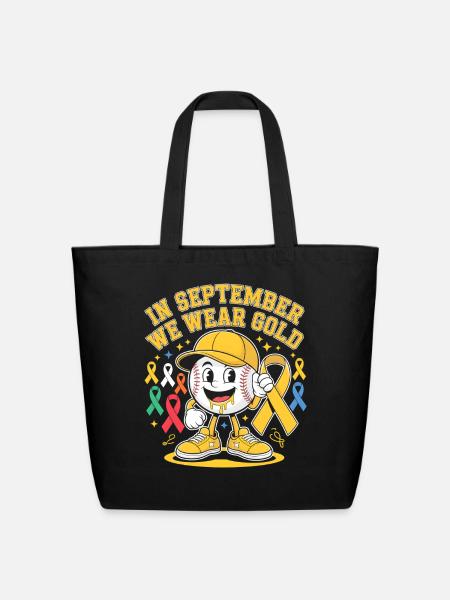 In September We Wear Gold Baseball Shirt Childhood - Eco-Friendly Cotton Tote - black