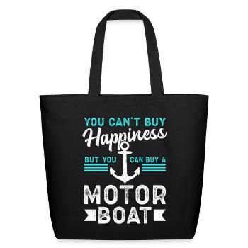 Motorboat Happiness Motor Boating - Eco-Friendly Cotton Tote - black - Front