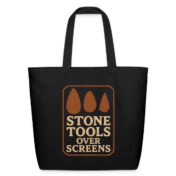 Prehistoric Homo Habilis Stone Tools - Eco-Friendly Cotton Tote - black - Front