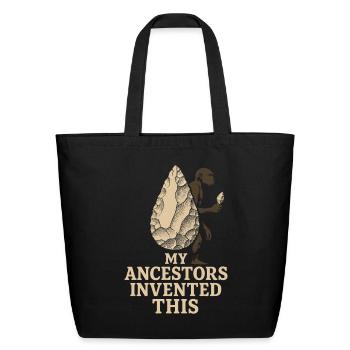 Prehistoric Homo Habilis Stone Tools - Eco-Friendly Cotton Tote - black - Front