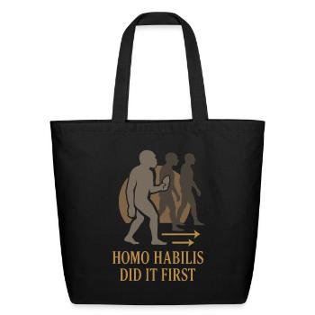 Prehistoric Homo Habilis Stone Tools - Eco-Friendly Cotton Tote - black - Front
