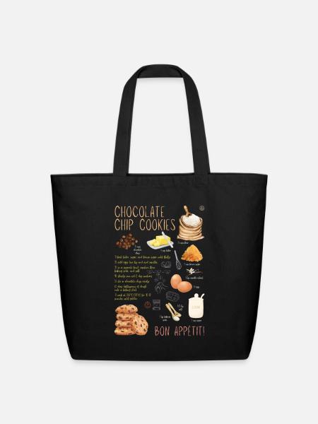 Chocolate Chip Cookies Recipe Doodle - Eco-Friendly Cotton Tote - black