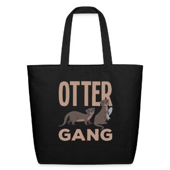 Sea Otter Gang Cartoon - Eco-Friendly Cotton Tote - black - Front