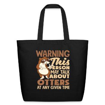 Sea Otter Lover Gift - Eco-Friendly Cotton Tote - black - Front