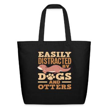 Sea Otter Cartoon Dogs - Eco-Friendly Cotton Tote - black - Front