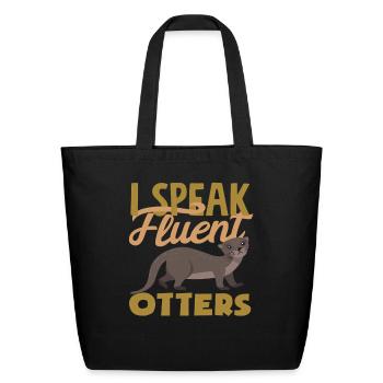 Sea Otter Speak Fluent - Eco-Friendly Cotton Tote - black - Front