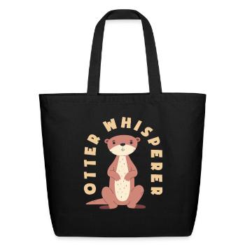 Sea Otter Cartoon Whisperer - Eco-Friendly Cotton Tote - black - Front