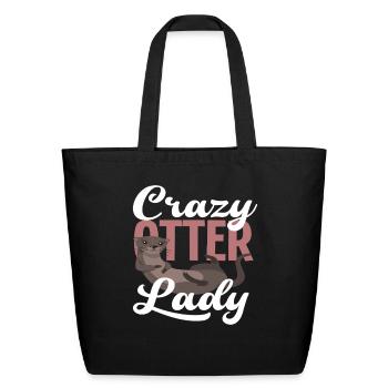 Sea Otter Lady - Eco-Friendly Cotton Tote - black - Front