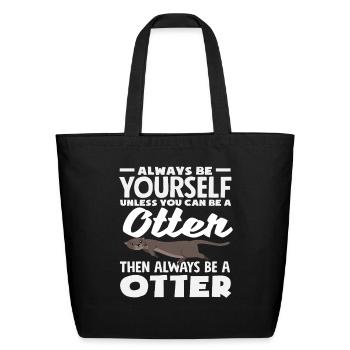 Sea Otter Cartoon Gift - Eco-Friendly Cotton Tote - black - Front