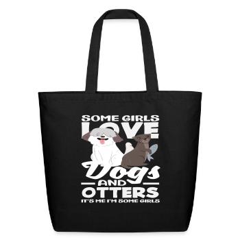 Funny Sea Otter Dogs - Eco-Friendly Cotton Tote - black - Front