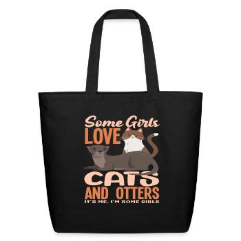 Sea Otter Cats - Eco-Friendly Cotton Tote - black - Front