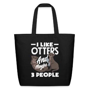 Sea Otter 3 People - Eco-Friendly Cotton Tote - black - Front